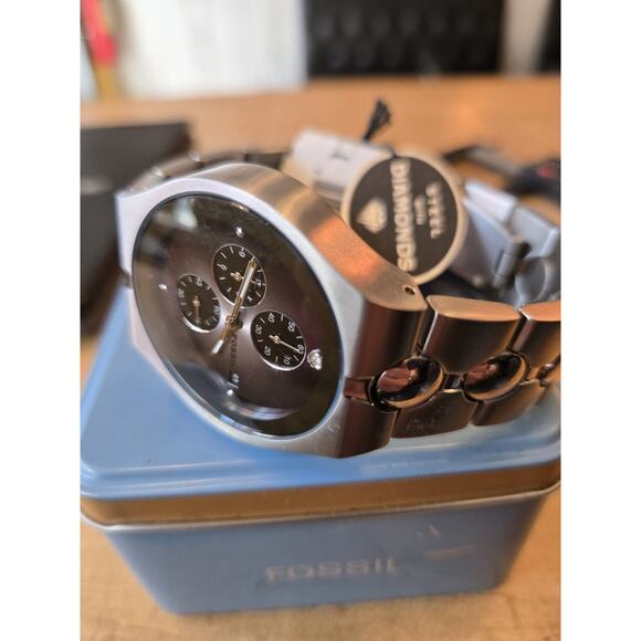 NWT Fossil Arkitect FS2919 Diamond Accent Stainless Steel Chronograph. Tin. NEW - Picture 13 of 13